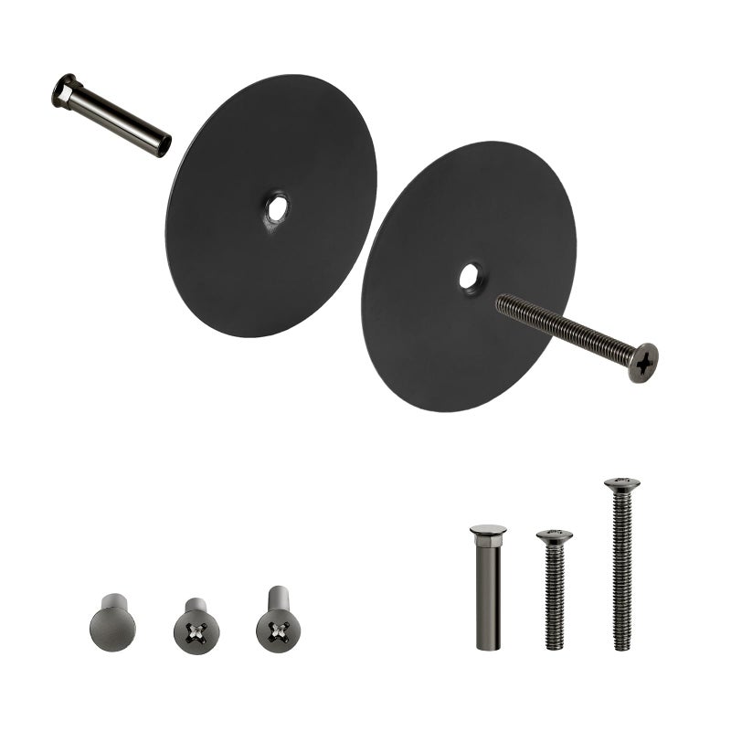 NAUBEA 1 Pack Door Knob Hole Cover Plate Matte Black Deadbolt Cover Plate 2 5/8"" Diameter Round Door Hole Filler Plate, 1"" and 1.5"" Screws, Repair Locks and Doors hole for Home Security - Image 1